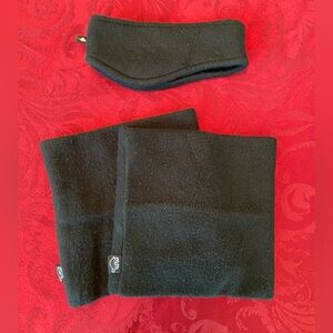 Adult Turtle Fur black Earband and 2 matching Neck Warmers.